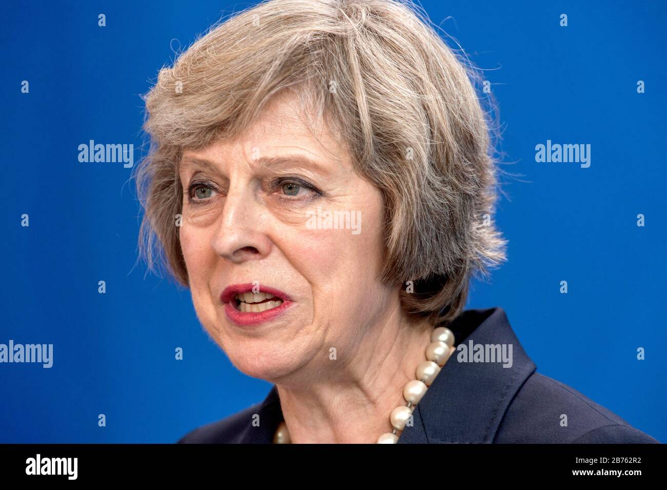Germany, Berlin, 20.07.2016. Visit of the Prime Minister of the United Kingdom of Great Britain and Northern Ireland, Theresa May Brasier, to the Federal Chancellery on 20.07.2016.Theresa May Brasier, Prime Minister of the United Kingdom of Great Britain and Northern Ireland. [automated translation] Stock Photo