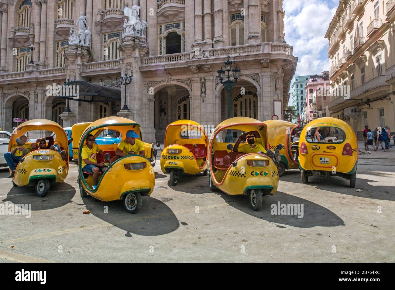 Cuba, Havana, 03.02.2016. The Coco-Taxis from Havana on 03.02.2016. [automated translation] Stock Photo