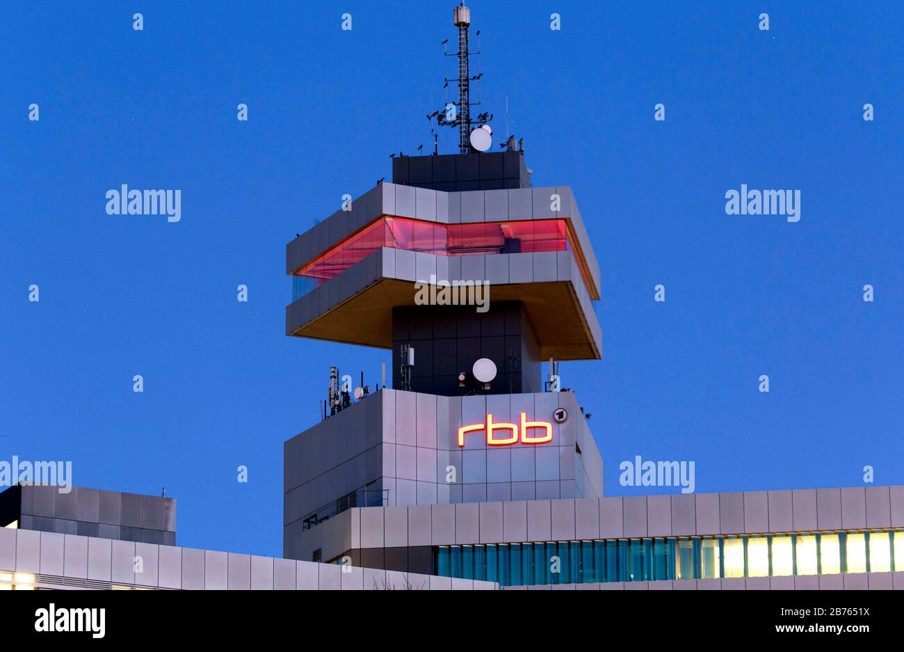 View on 21.01.2016 of the rbb television centre at Theodor-Heuss-Platz in Berlin. Rundfunk Berlin-Brandenburg,rbb, is the state broadcasting corporation for the states of Berlin and Brandenburg. [automated translation] Stock Photo
