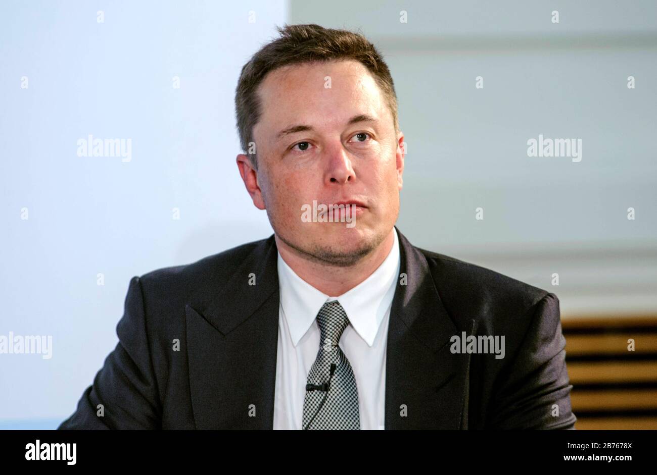 Germany, Berlin, 24.09.2015. Panel discussion 'Economy for tomorrow - Federal Minister of Economics Sigmar Gabriel in discussion with Elon Musk, CEO of Tesla Motors in the Federal Ministry of Economics and Energy in Berlin on 24.09.2015. Elon Musk, Chairman, Product Architect and CEO of Tesla Motors. [automated translation] Stock Photo