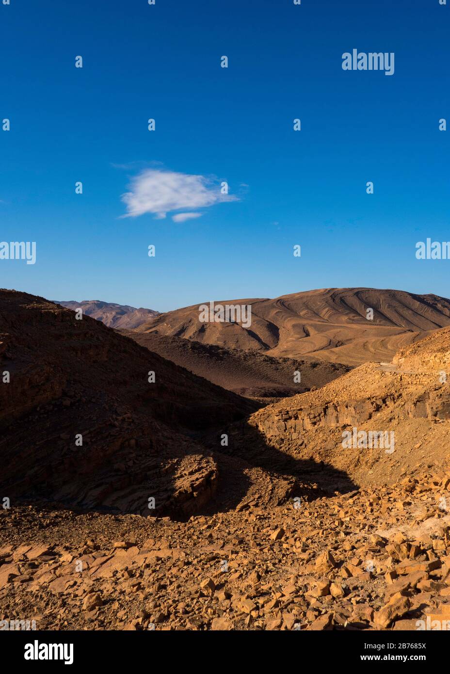 Curvy, layered sedimentary rocks of the moroccan AntiAtlas Mountains