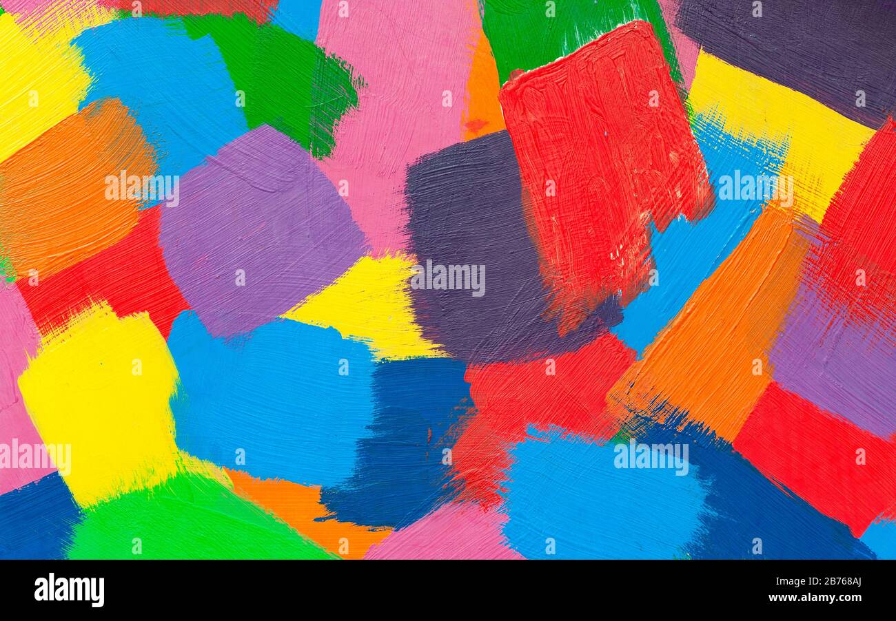 Multicolor abstract strokes with oil paint. Stock Photo