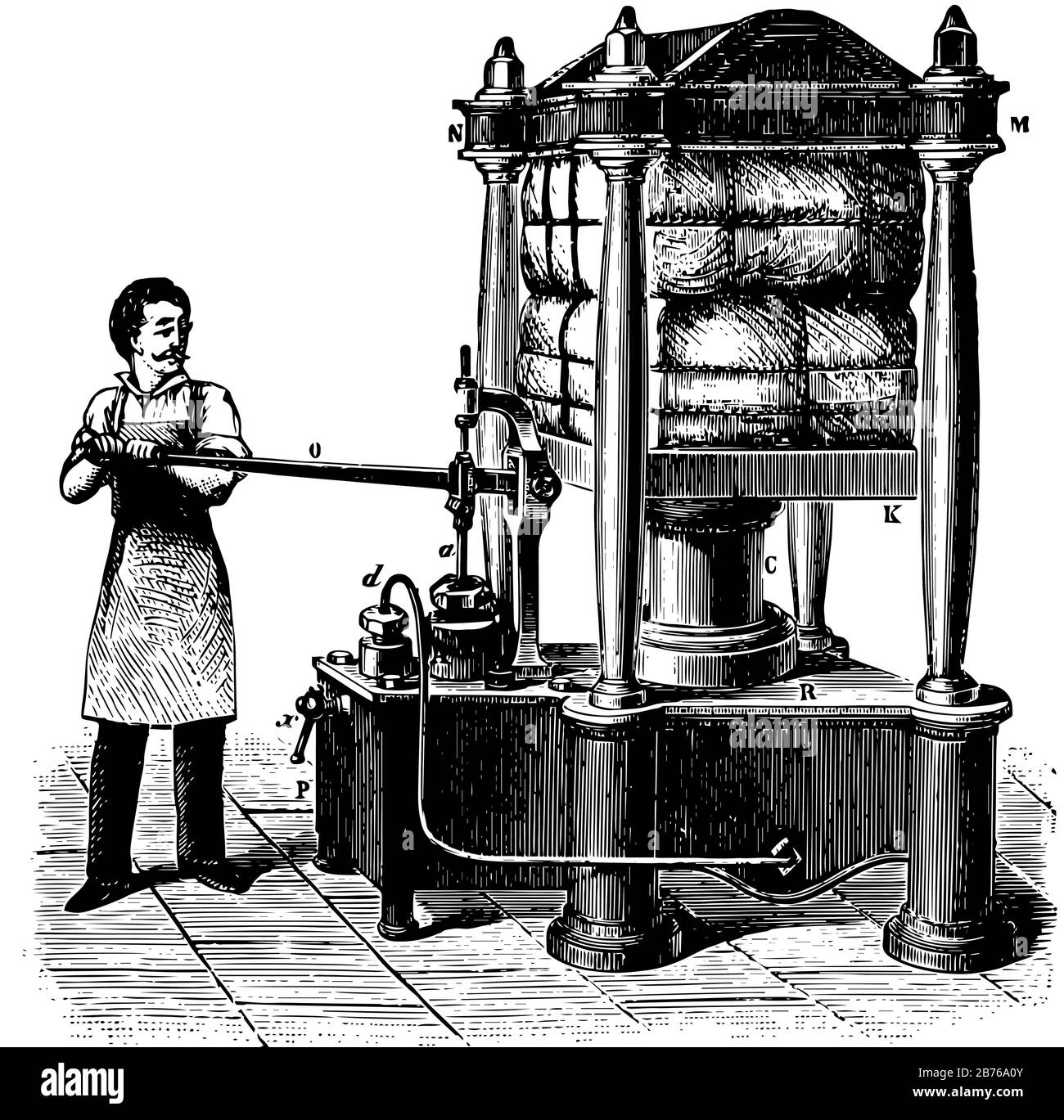 This illustration represents Perspective of Hydraulic Press, vintage line  drawing or engraving illustration Stock Vector Image & Art - Alamy