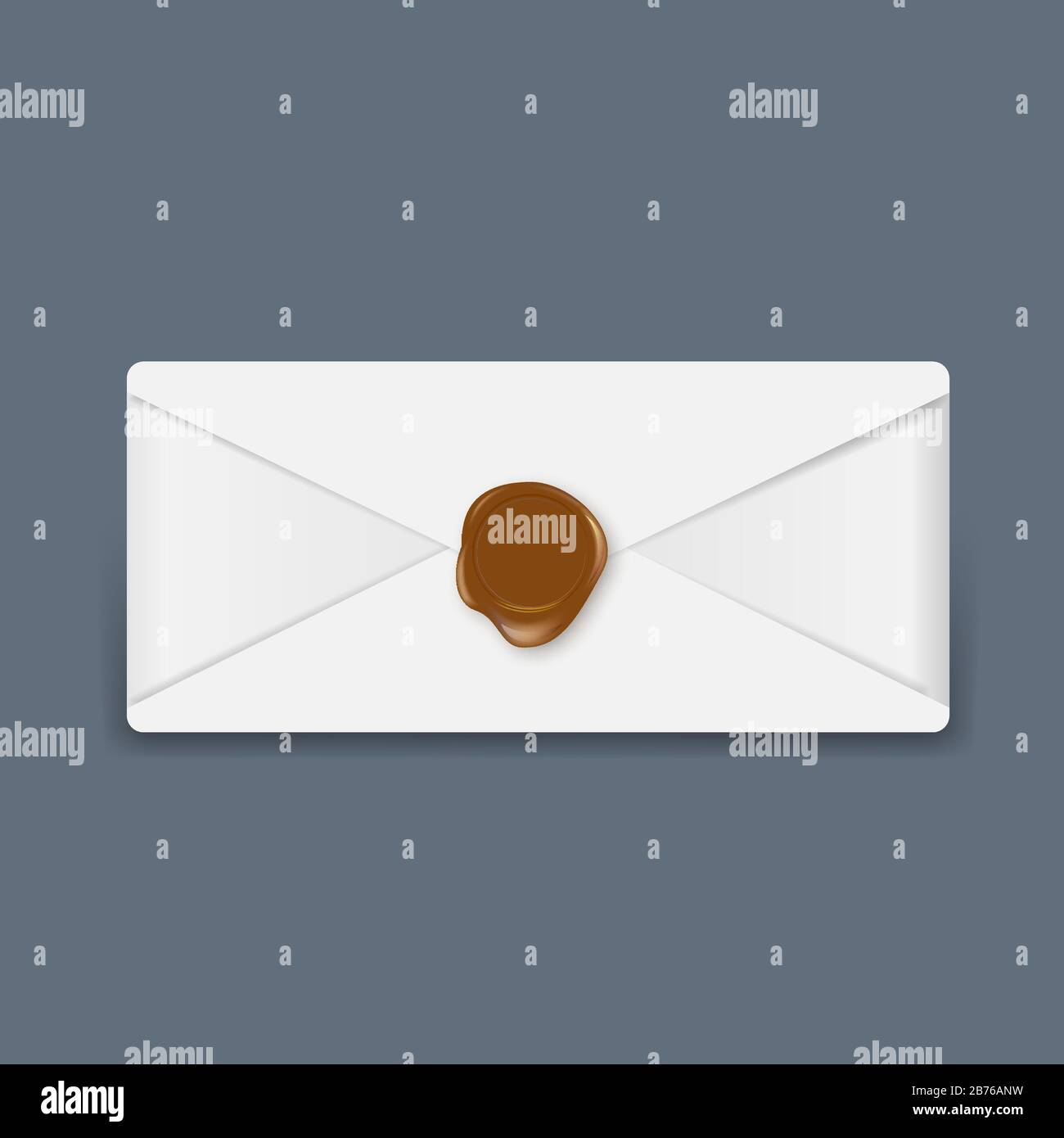 Envelope paper with black wax seal stamp isolated Stock Vector Image