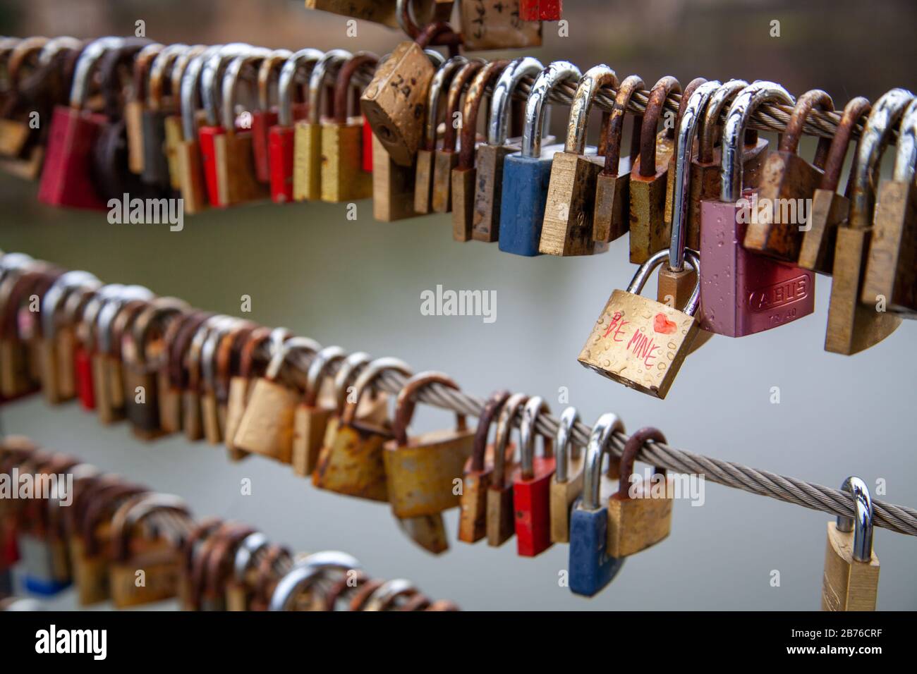Be Mine, Love Locks a declaration of love and devotion Stock Photo