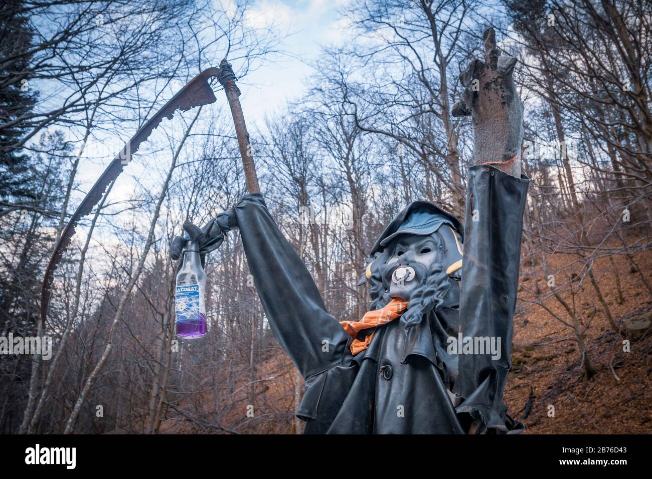 Funny figure of a drunkard in the Bieszczady Mountains. Poland, Europe. Stock Photo