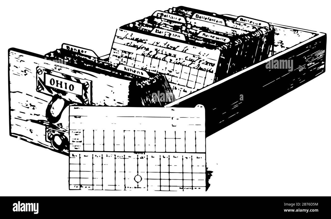 This illustration represents Index Card, vintage line drawing or