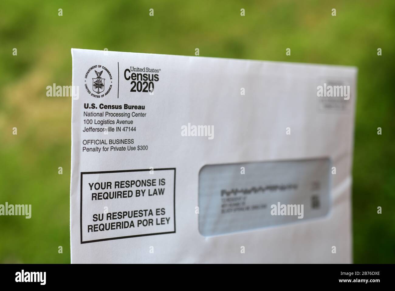 United States Census 2020 mailed notice Stock Photo