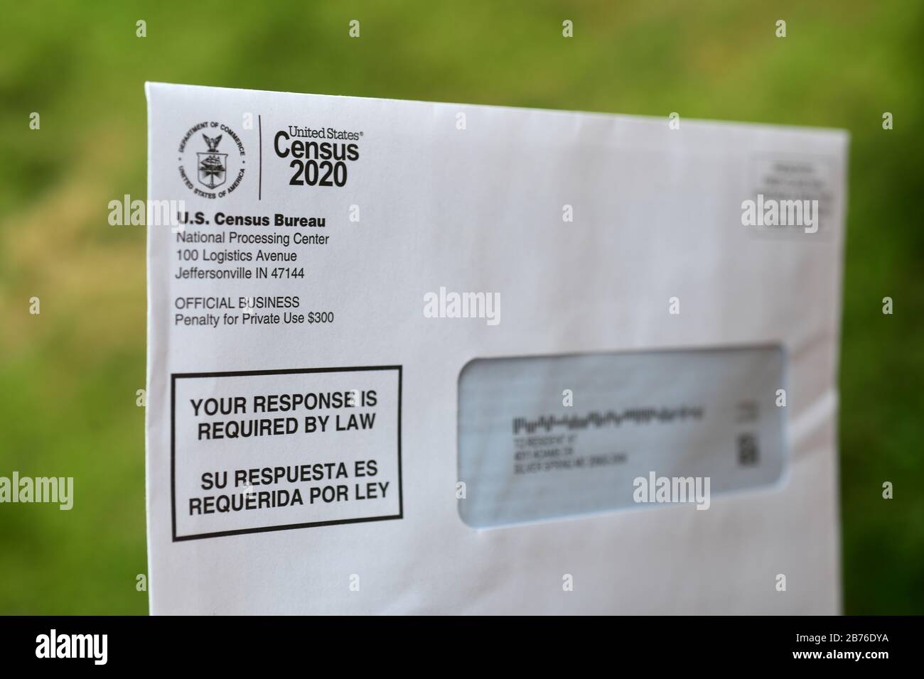 United States Census 2020 mailed notice Stock Photo