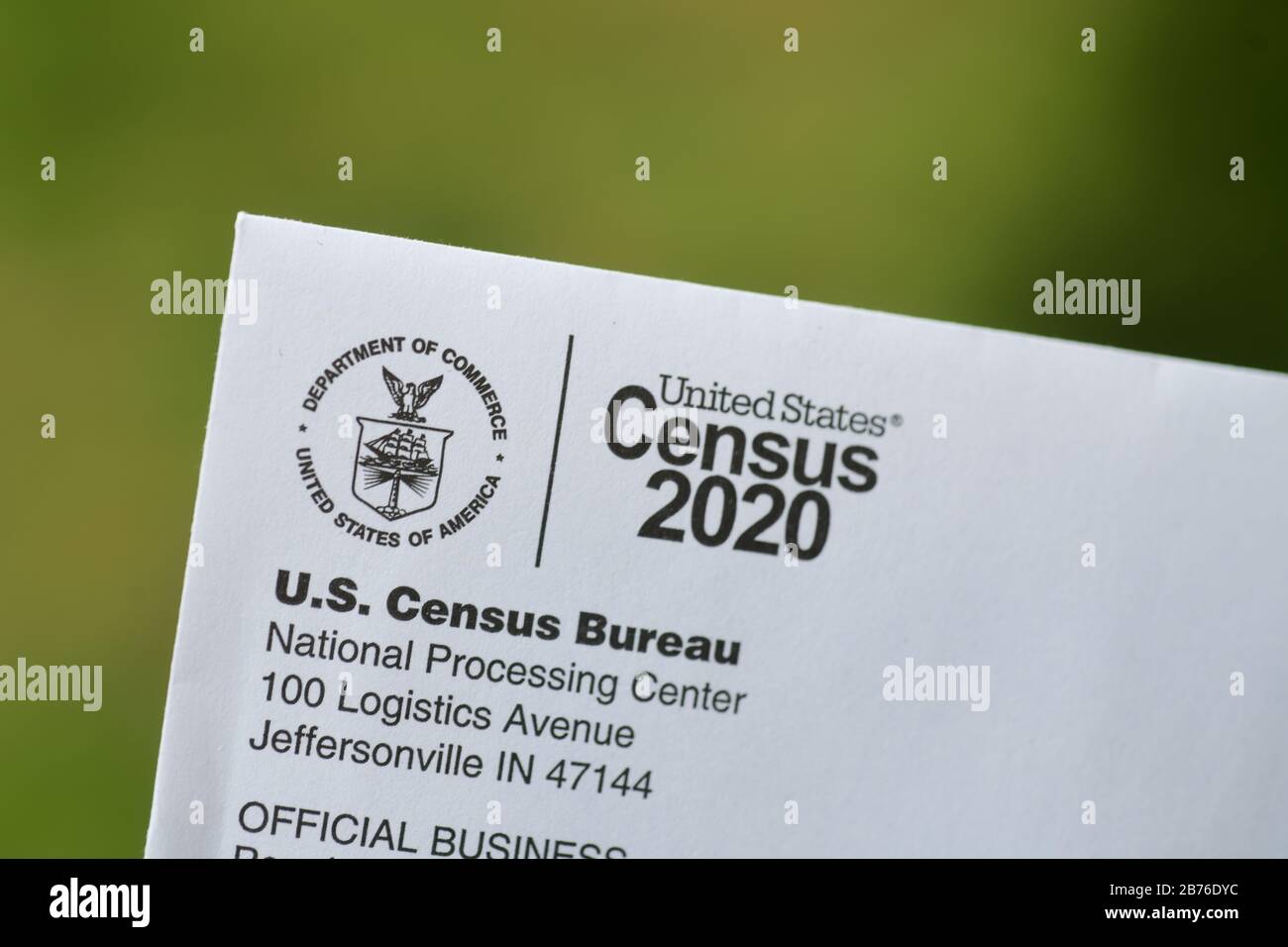 United States Census 2020 mailed notice Stock Photo