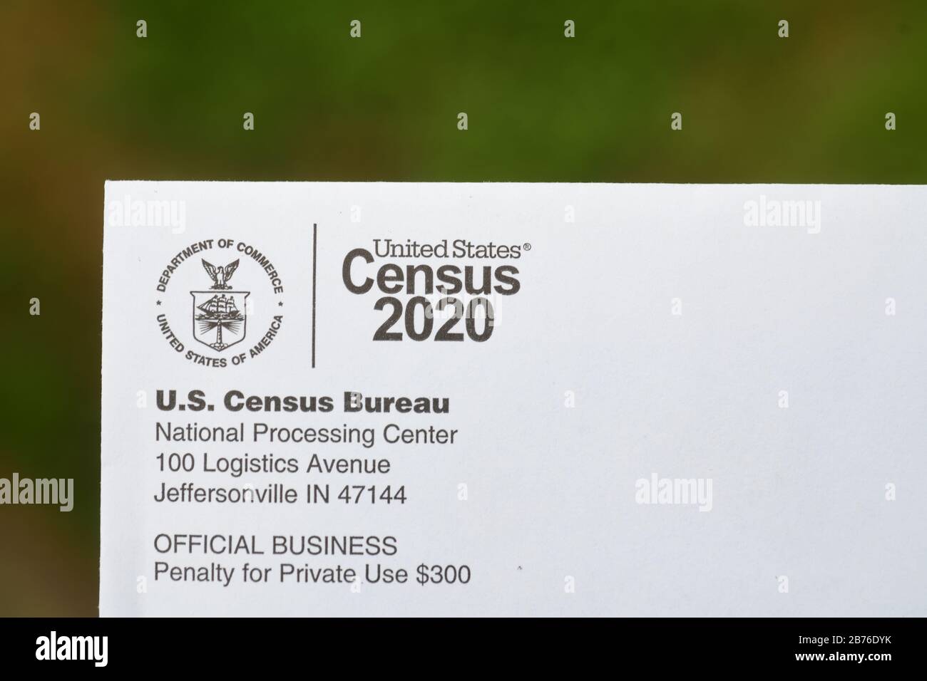 United States Census 2020 mailed notice Stock Photo