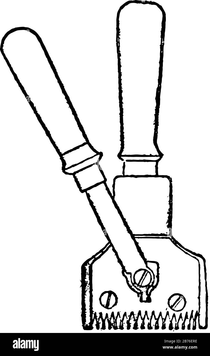 This illustration represents work function of Clipping Shears, vintage ...