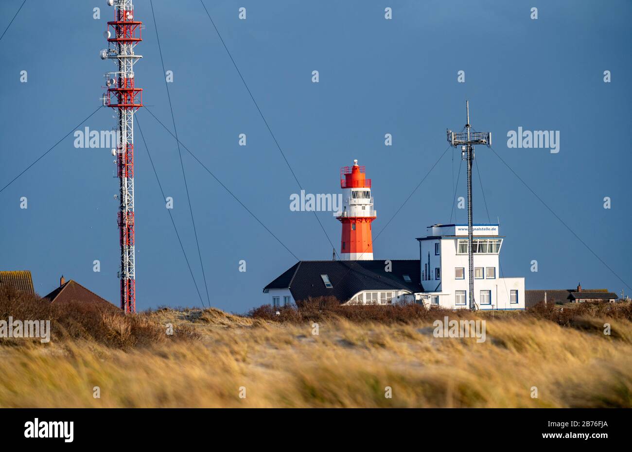 Signal point Borkum, small lighthouse, North Sea island of Borkum, shore promenade at the western end of the island, East Frisia, Lower Saxony, German Stock Photo