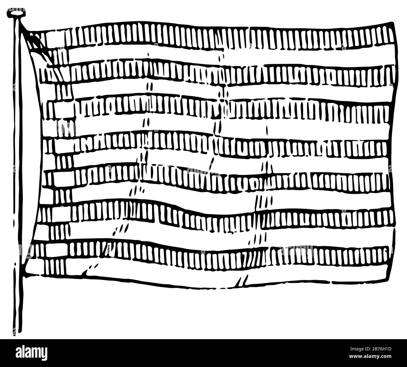 Flag of Bremen, 1881, this flag has equal horizontal stripes, alternating with vertical lines, and checked at the hoist, vintage line drawing or engra Stock Vector
