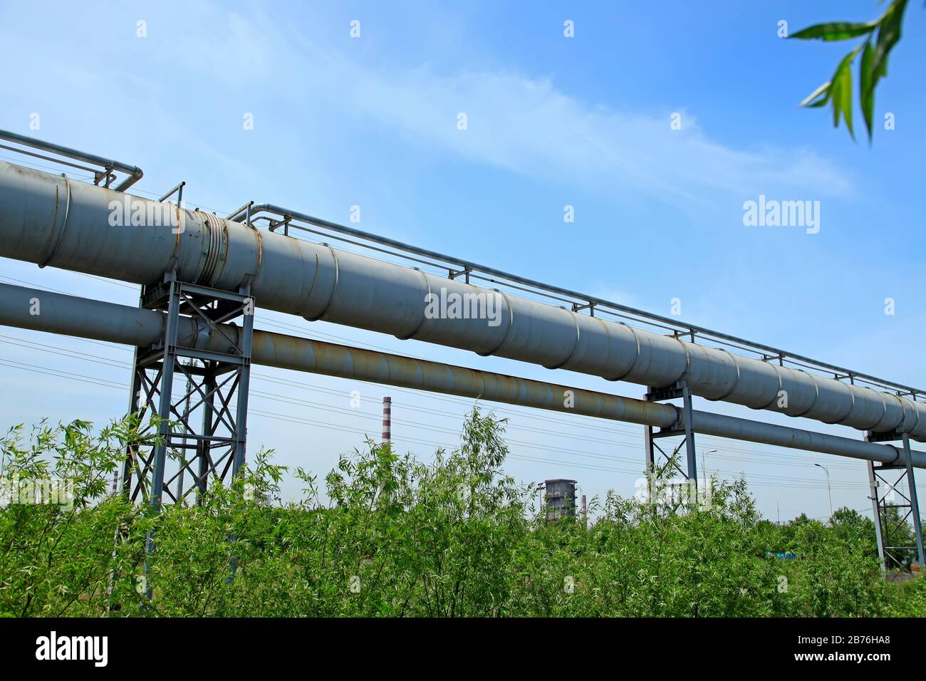 Industrial pipelines, chemical plant pipelines, Stock Photo