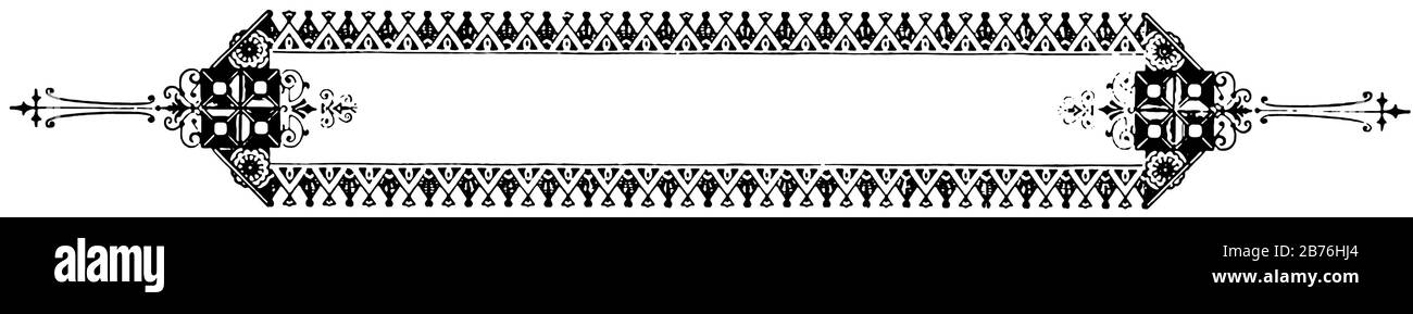 Ornate banner have a heritage cultural design in this border, vintage line drawing or engraving illustration. Stock Vector