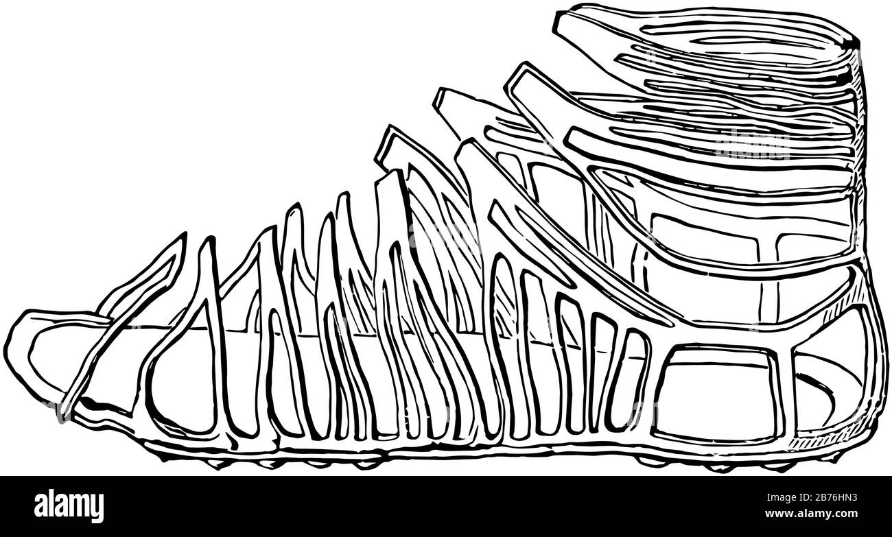 Caliga is a unique pattern boot, vintage line drawing or engraving illustration. Stock Vector