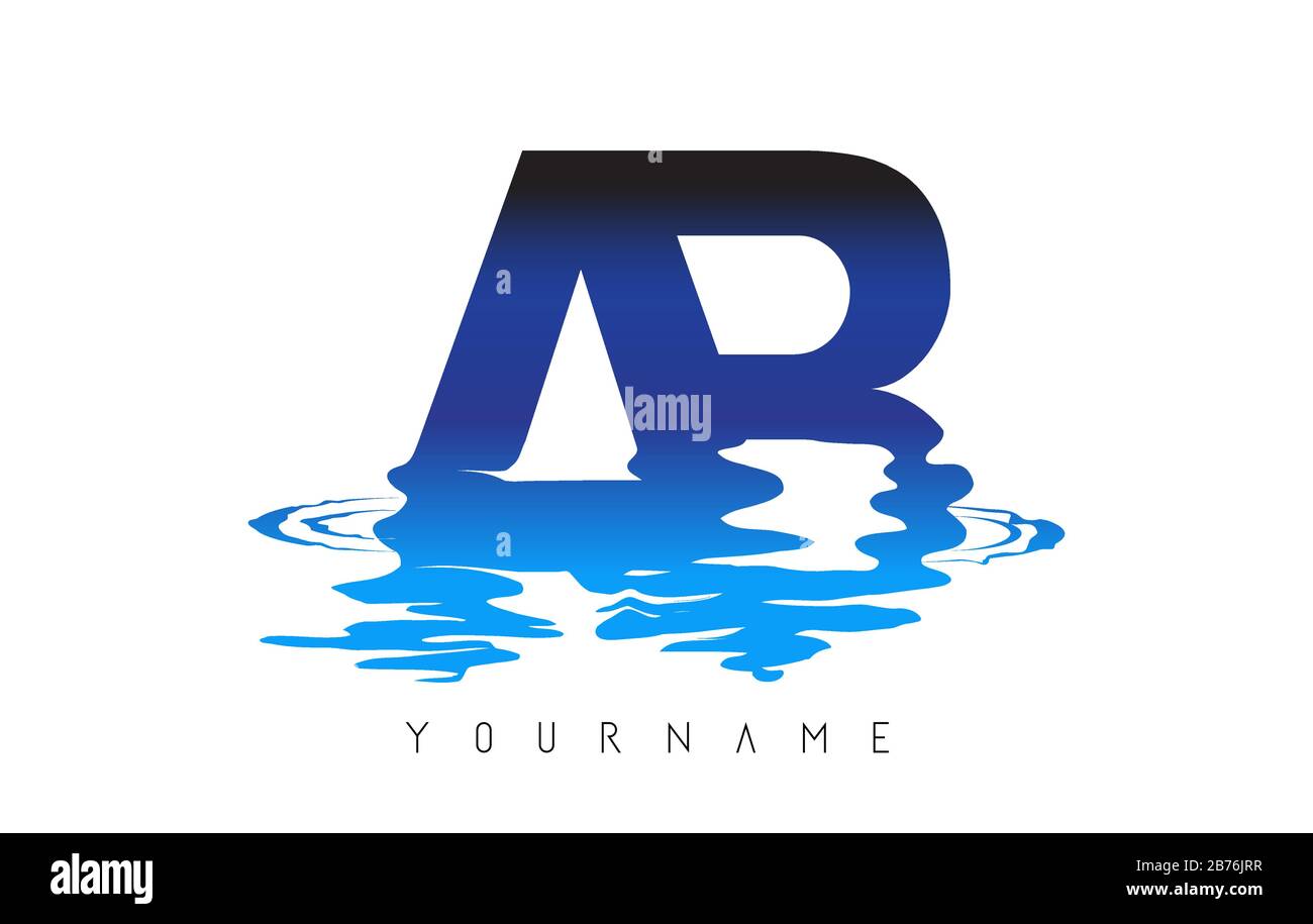ABLetter Logo Design with Water Effect and Deep Blue Gradient Vector Illustration. Stock Vector