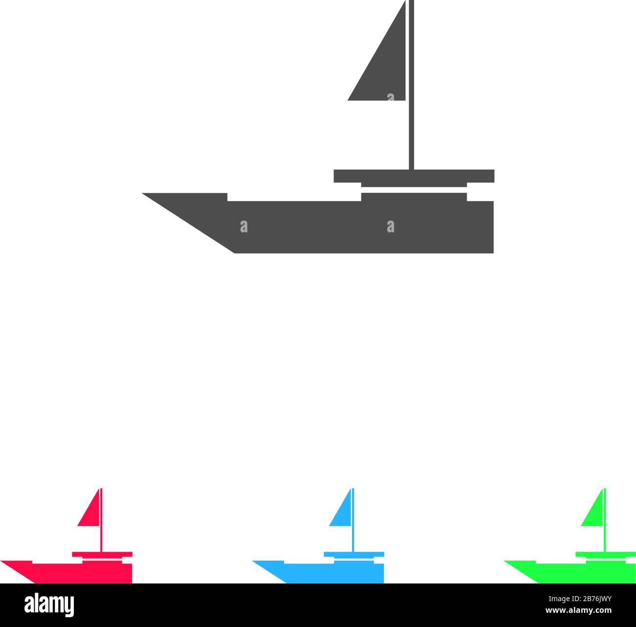 Yacht boats icon flat. Color pictogram on white background. Vector illustration symbol and bonus icons Stock Vector