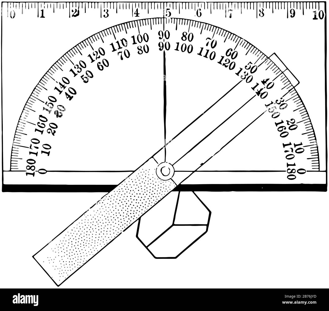 This diagram represents Contact Goniometer, vintage line drawing or engraving illustration. Stock Vector