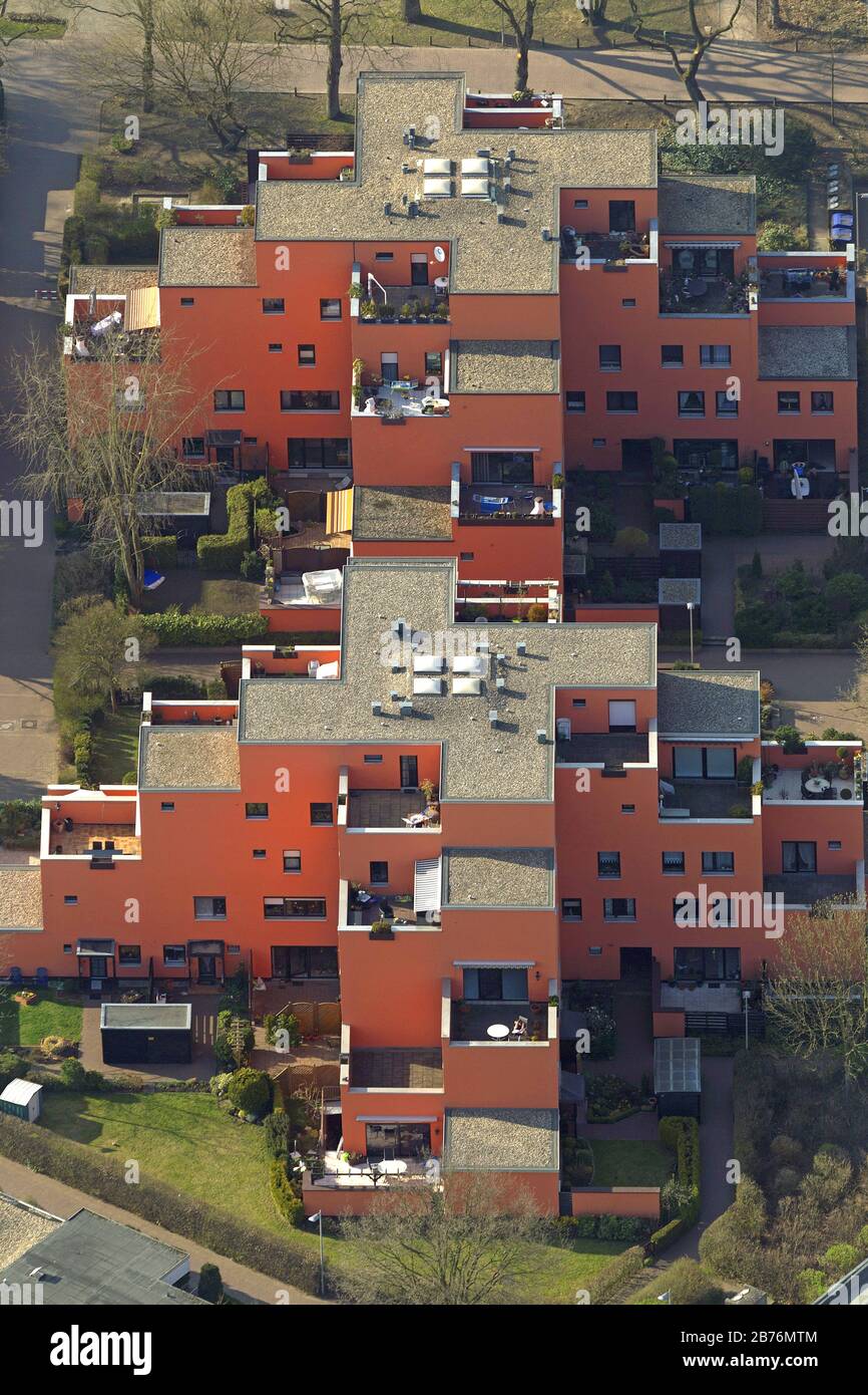 multi-family house in Wulfen at Dimker Alllee, 27.03.2012, aerial view, Germany, North Rhine-Westphalia, Ruhr Area, Dorsten Stock Photo