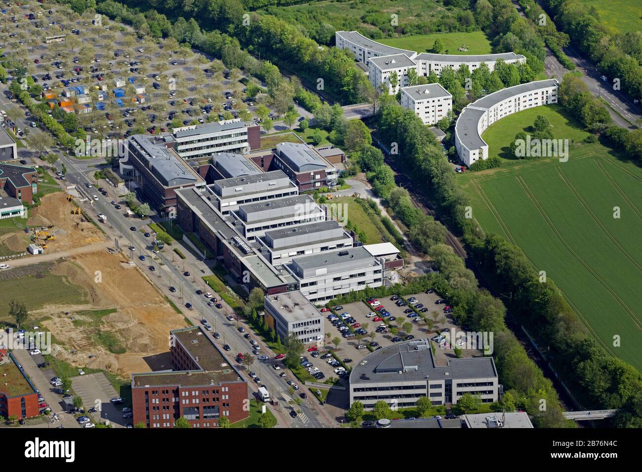 Max Planck Institute of molecular Physiology in Dortmund, 04.05.2012, aerial view, Germany, North Rhine-Westphalia, Ruhr Area, Dortmund Stock Photo
