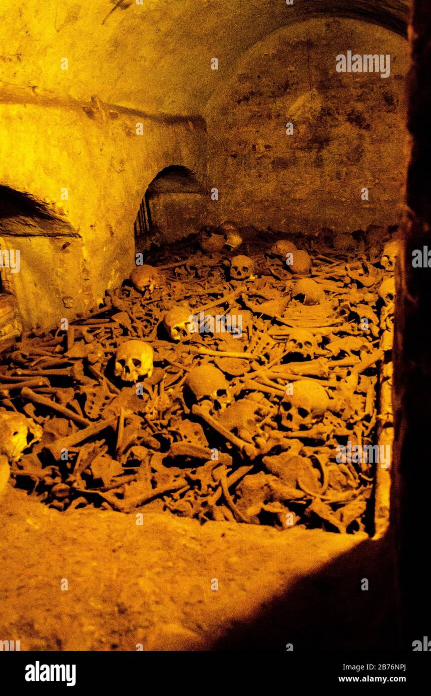 Catacombs in Basilica and Convent of San Francisco de Lima, Peru Stock Photo