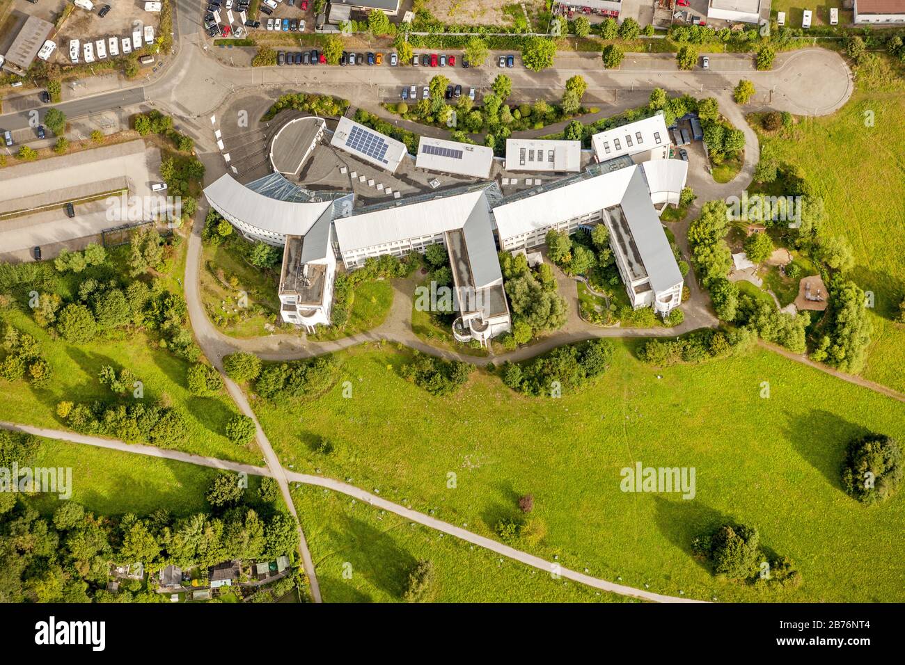 , campus of the private university Witten/Herdecke, 12.09.2012, aerial view, Germany, North Rhine-Westphalia, Ruhr Area, Witten Stock Photo