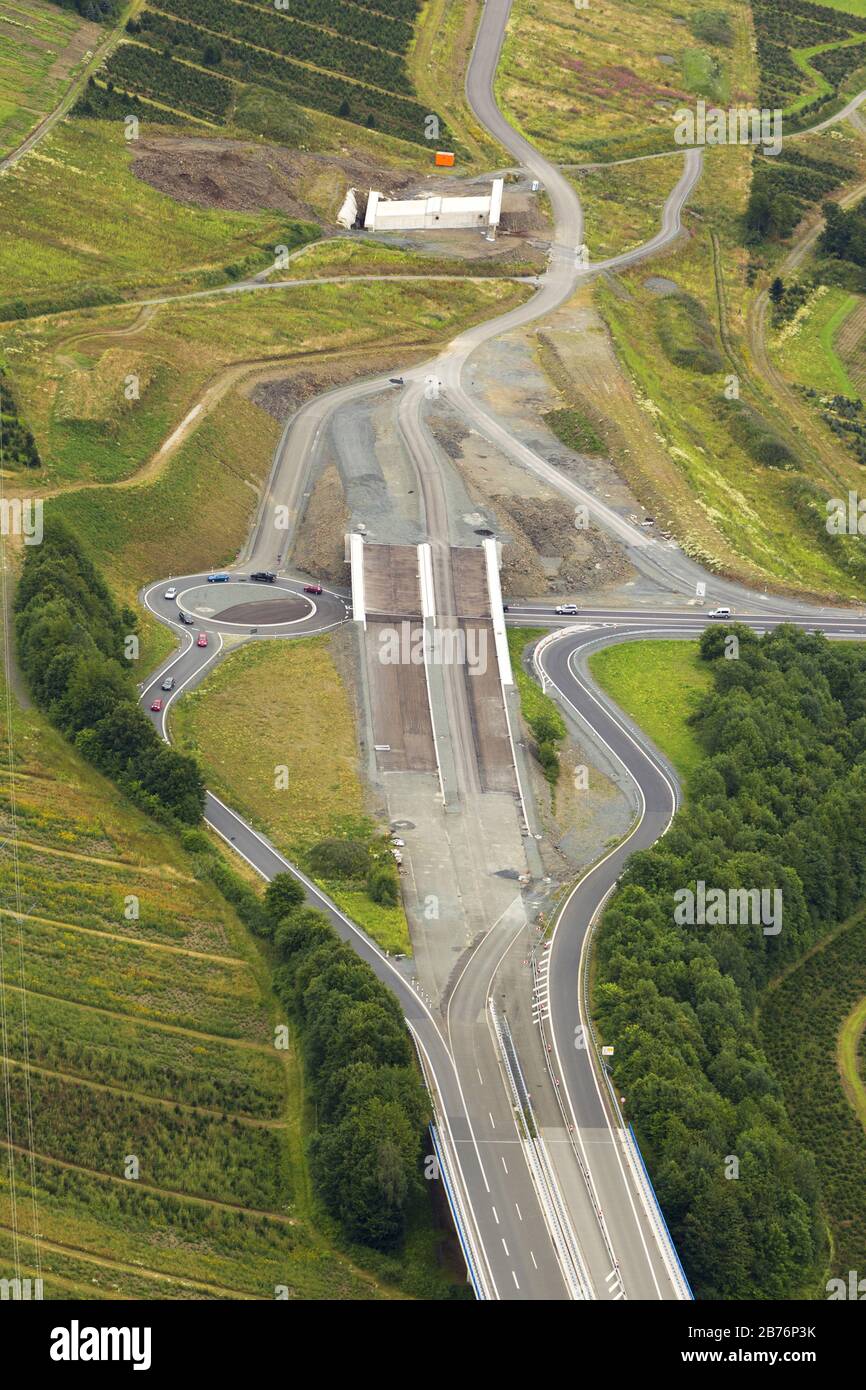highway A 46 at Bestwig in Sauerland, 12.07.2012, aerial view, Germany, North Rhine-Westphalia, Sauerland, Bestwig Stock Photo