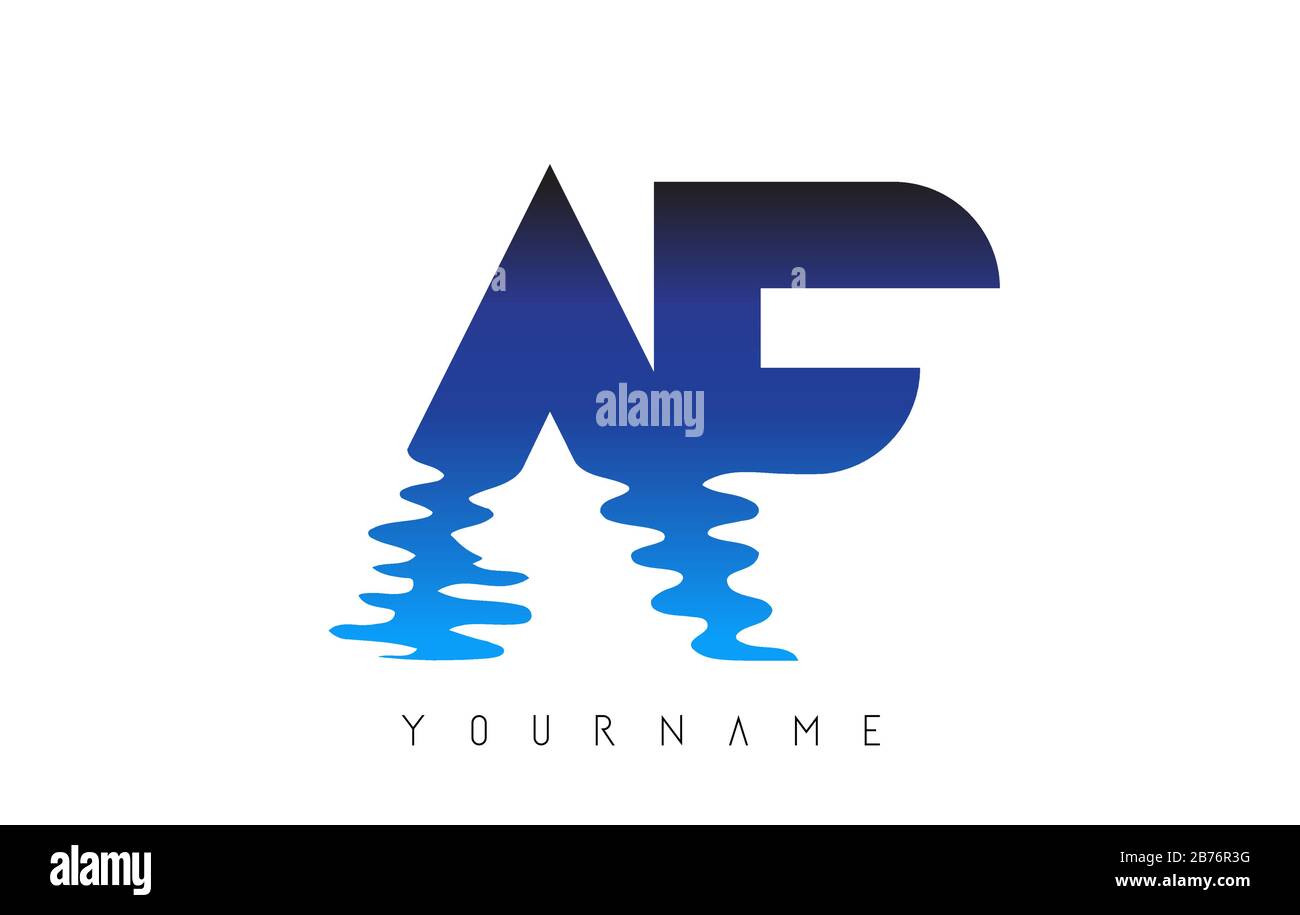 AF A F Letter Logo Design with Water Effect and Deep Blue Gradient ...