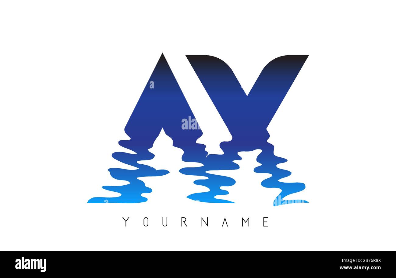 AX A X Letter Logo Design with Water Effect and Deep Blue Gradient ...