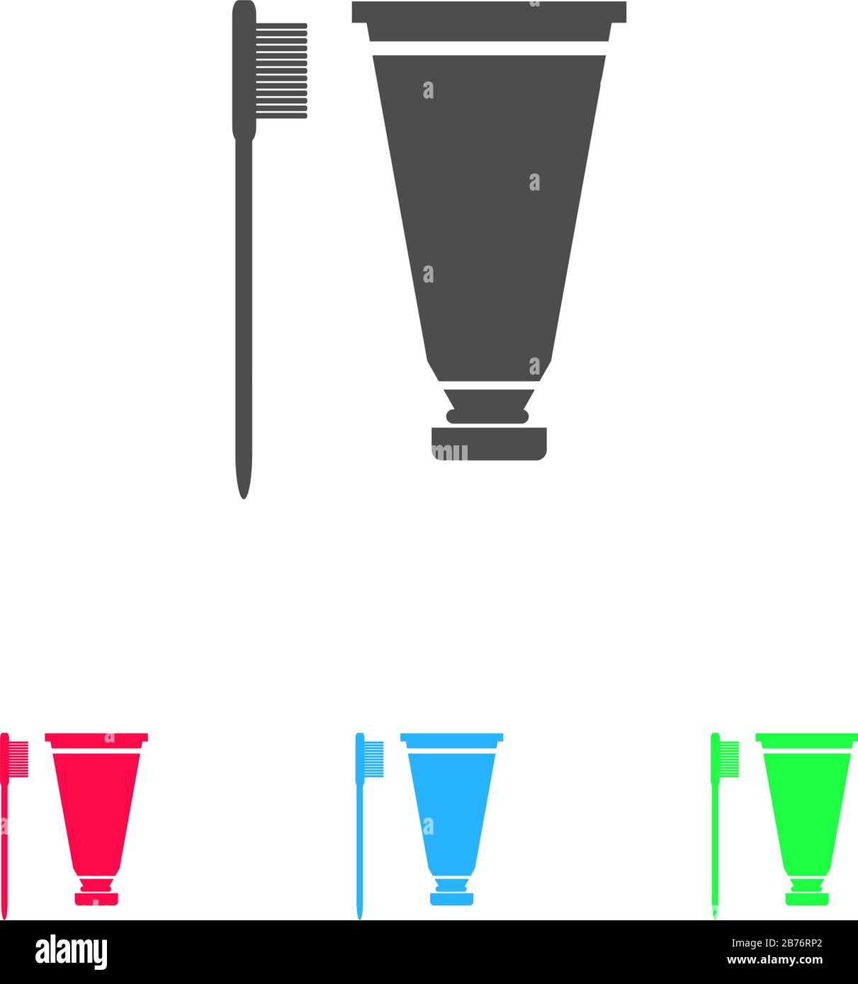 Toothbrush and Toothpaste icon flat. Color pictogram on white ...