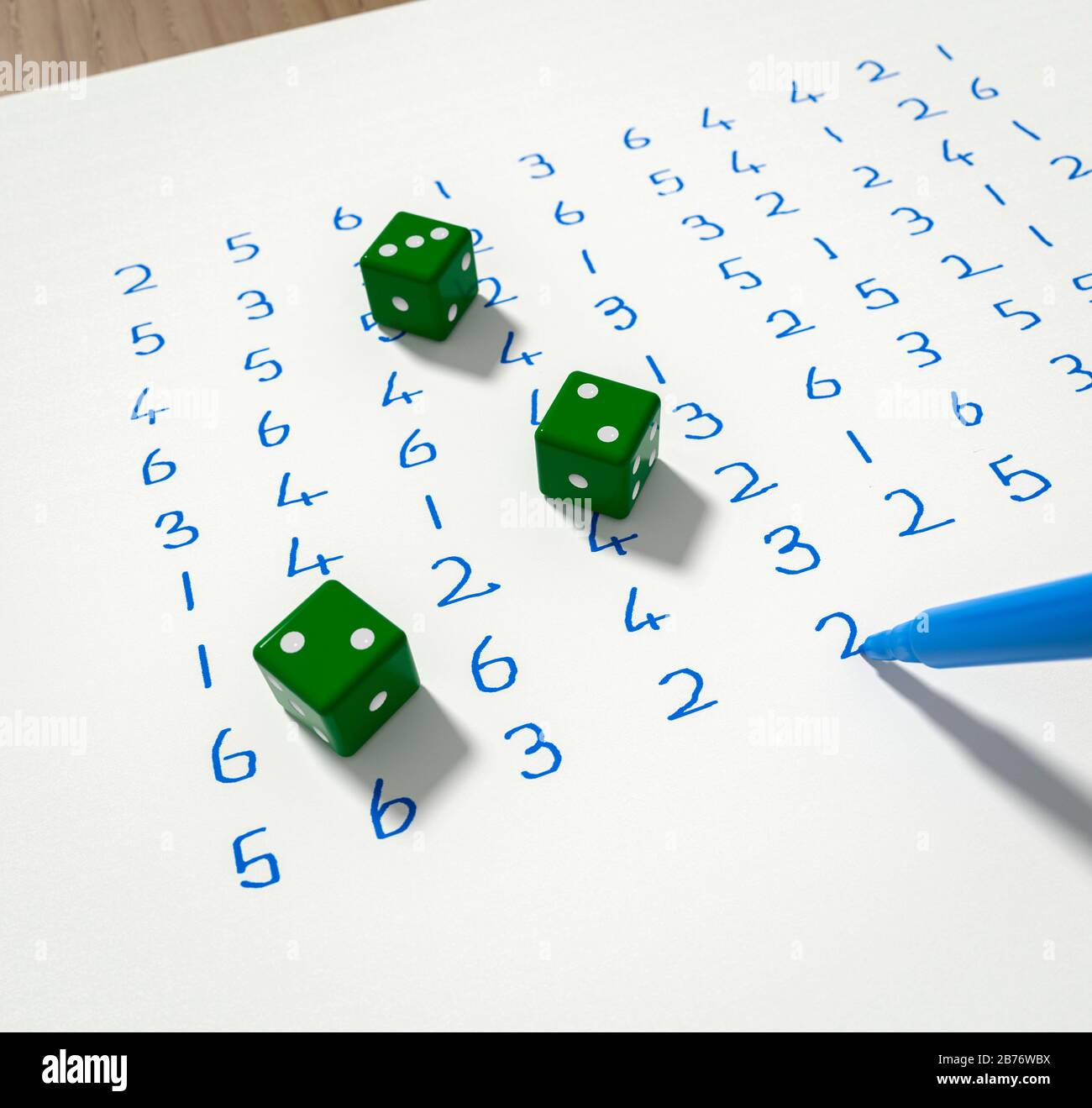 Sequence of numbers based on throws of dice Stock Photo Alamy