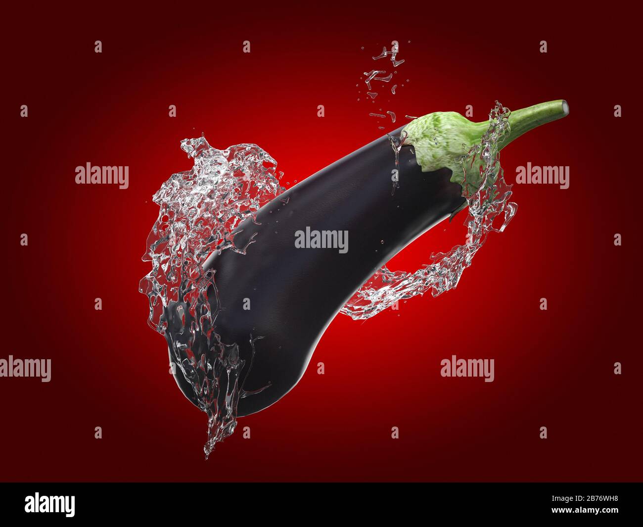 Eggplant and water splash, computer illustration Stock Photo - Alamy