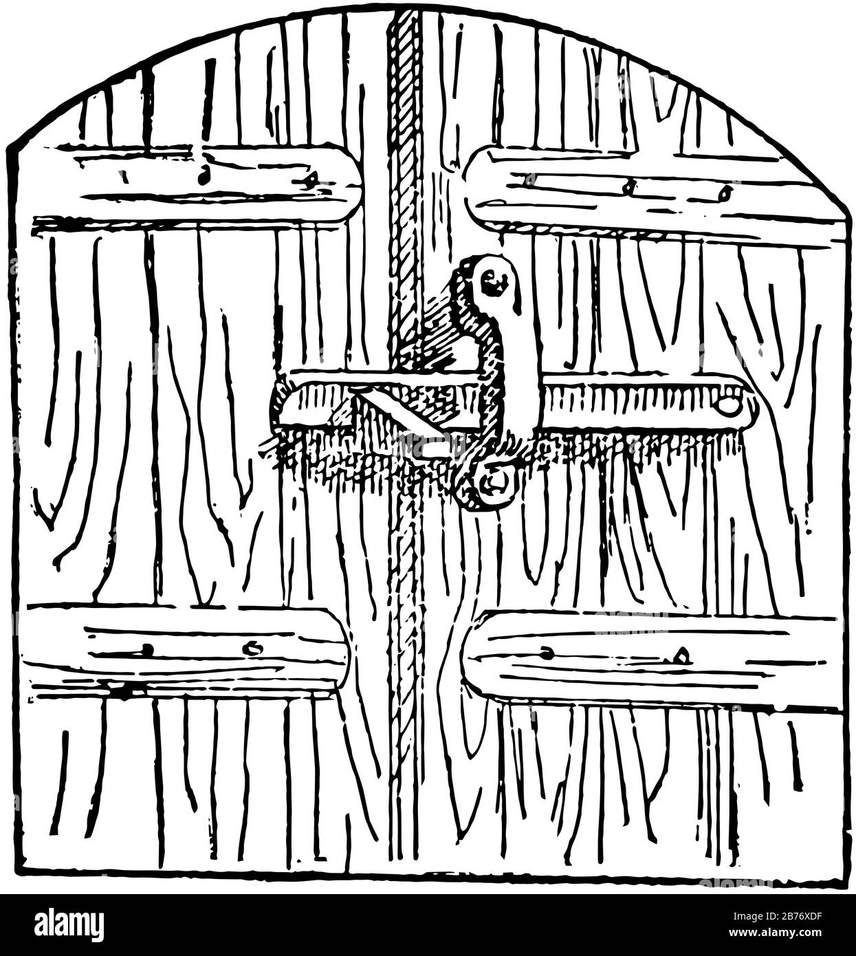 This illustration represents Latch which used to fasten a door, vintage