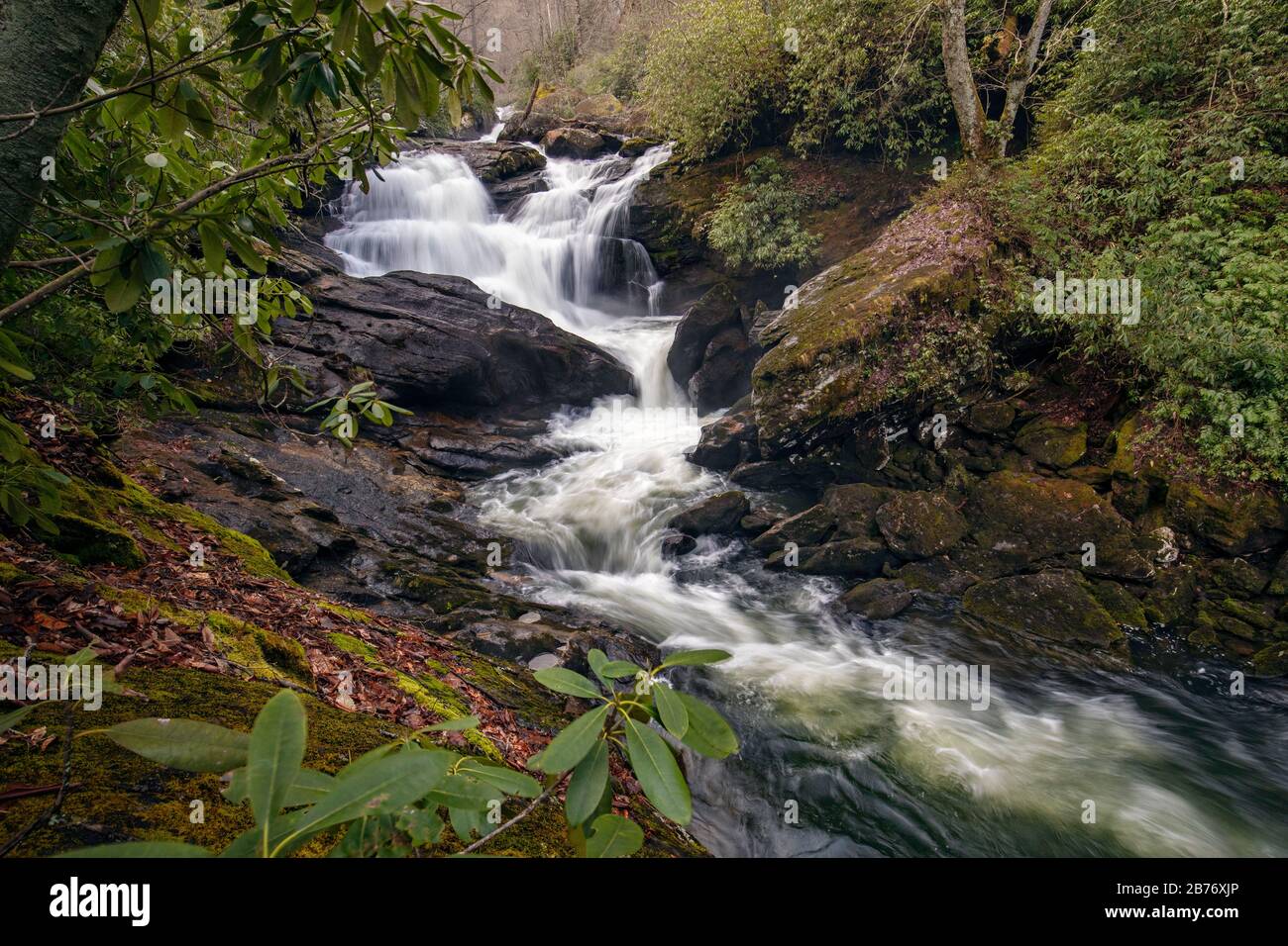 Scadin Falls - Cullasaja River Gorge, Nantahala National Forest, near Highlands, North Carolina, USA Stock Photo