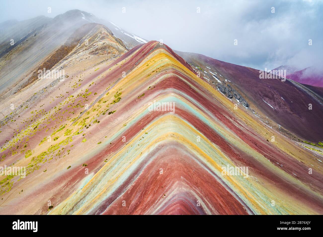 Vinicunca Rainbow Mountain in the Cordillera de Vilcanota, Cusco Region, Peru. Stock Photo