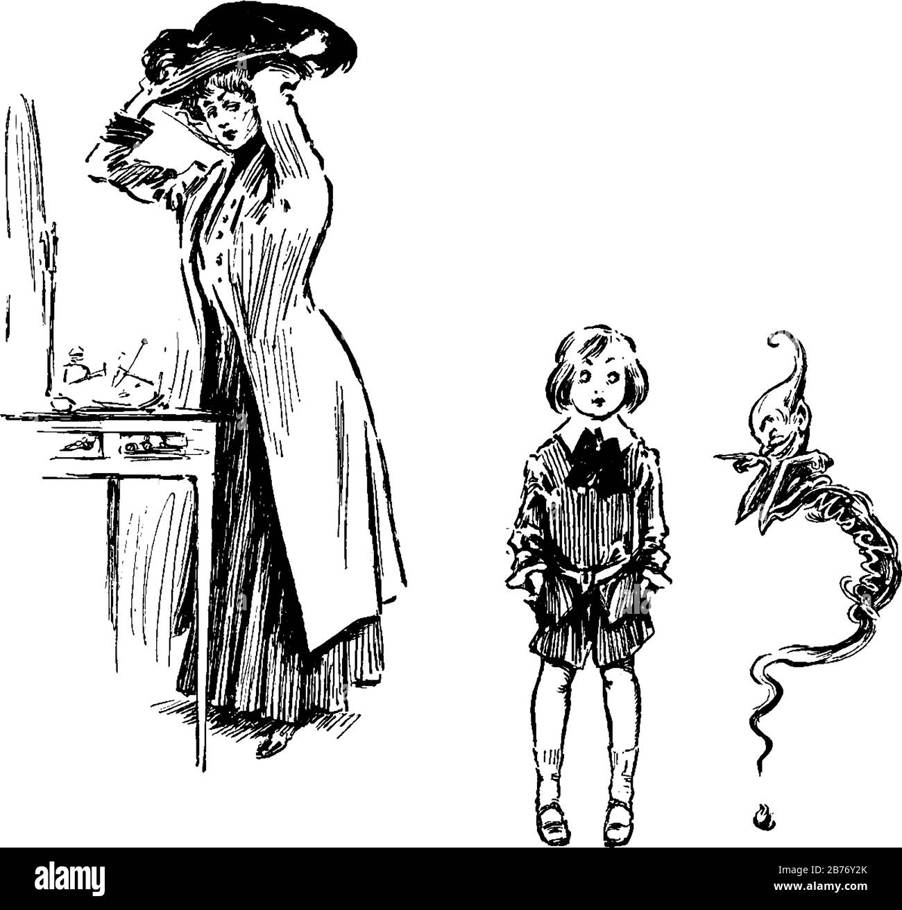 A Boy S Mother Is Getting Ready To Go Out While Her Son Is Already Thinking Up Some Mischief By Leaving His Hands Inside The Pockets Of His Trousers Stock Vector Image A Boy S Mother Is Getting Ready To Go Out While Her Son Is Already Thinking Up Some Mischief By Leaving His Hands Inside The Pockets Of His Trousers Stock Vector Image