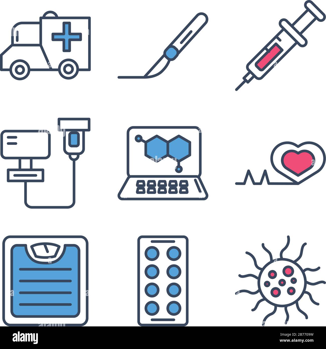 bundle of medical half line and color style set icons Stock Vector ...