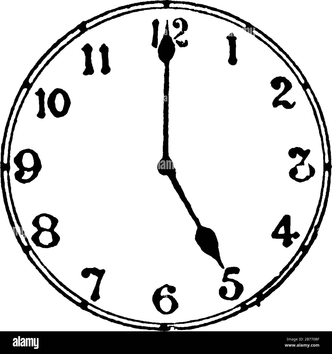 A typical representation of a round-shaped wall clock that displays it is 5  o'clock, vintage line drawing or engraving illustration Stock Vector Image  & Art - Alamy