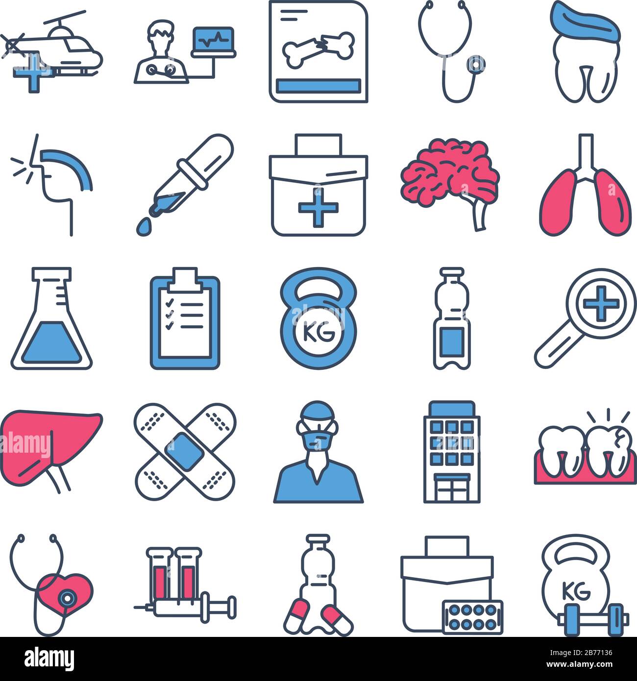 bundle of medical half line and color style set icons Stock Vector ...