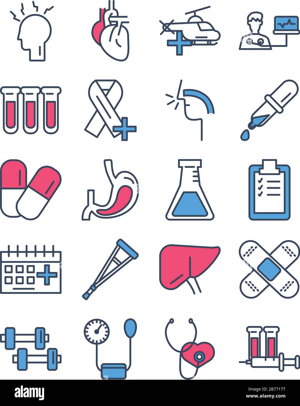 bundle of medical half line and color style set icons Stock Vector ...