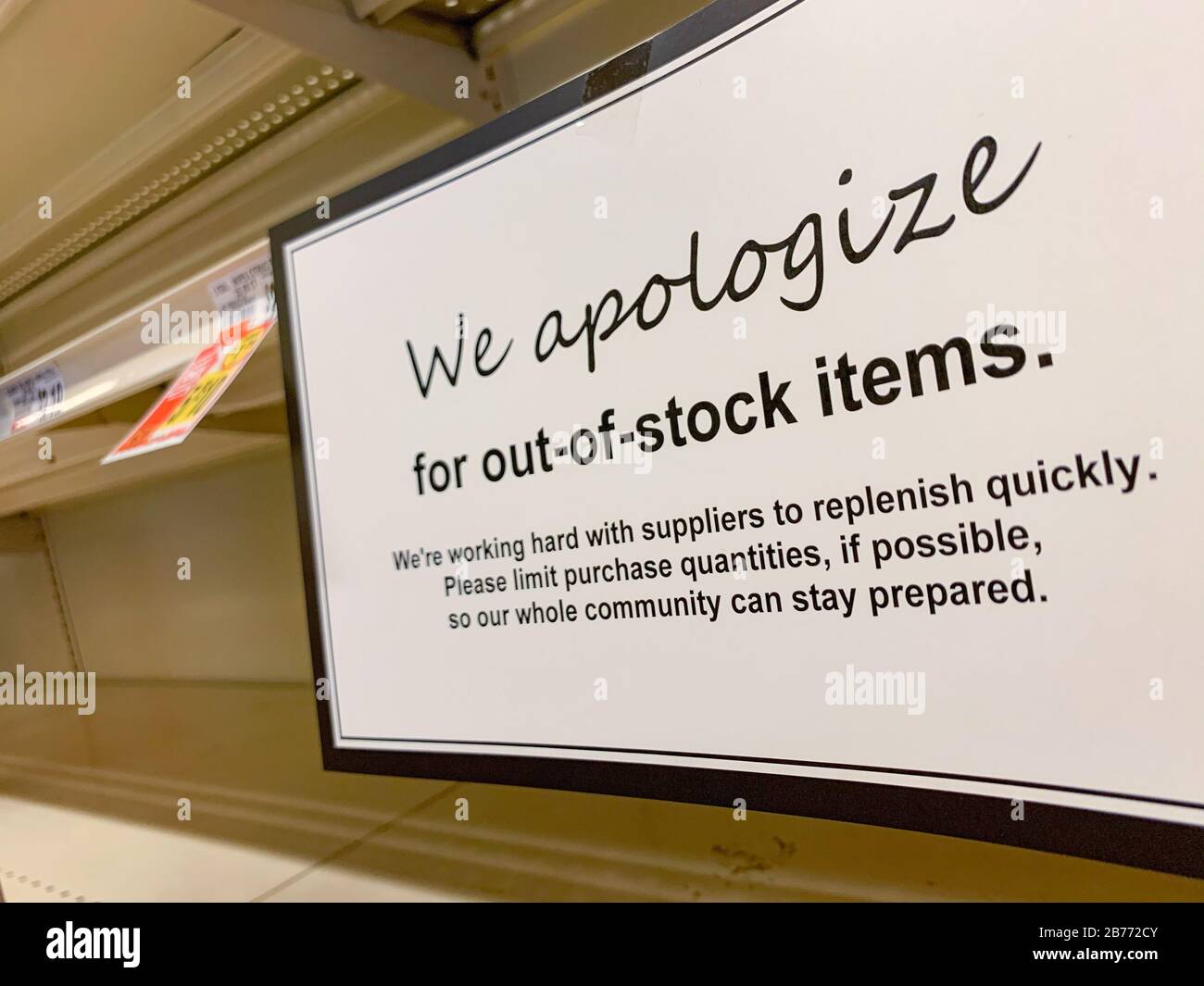 Empty supermarket shelves Coronavirus binge shopping and panic buying