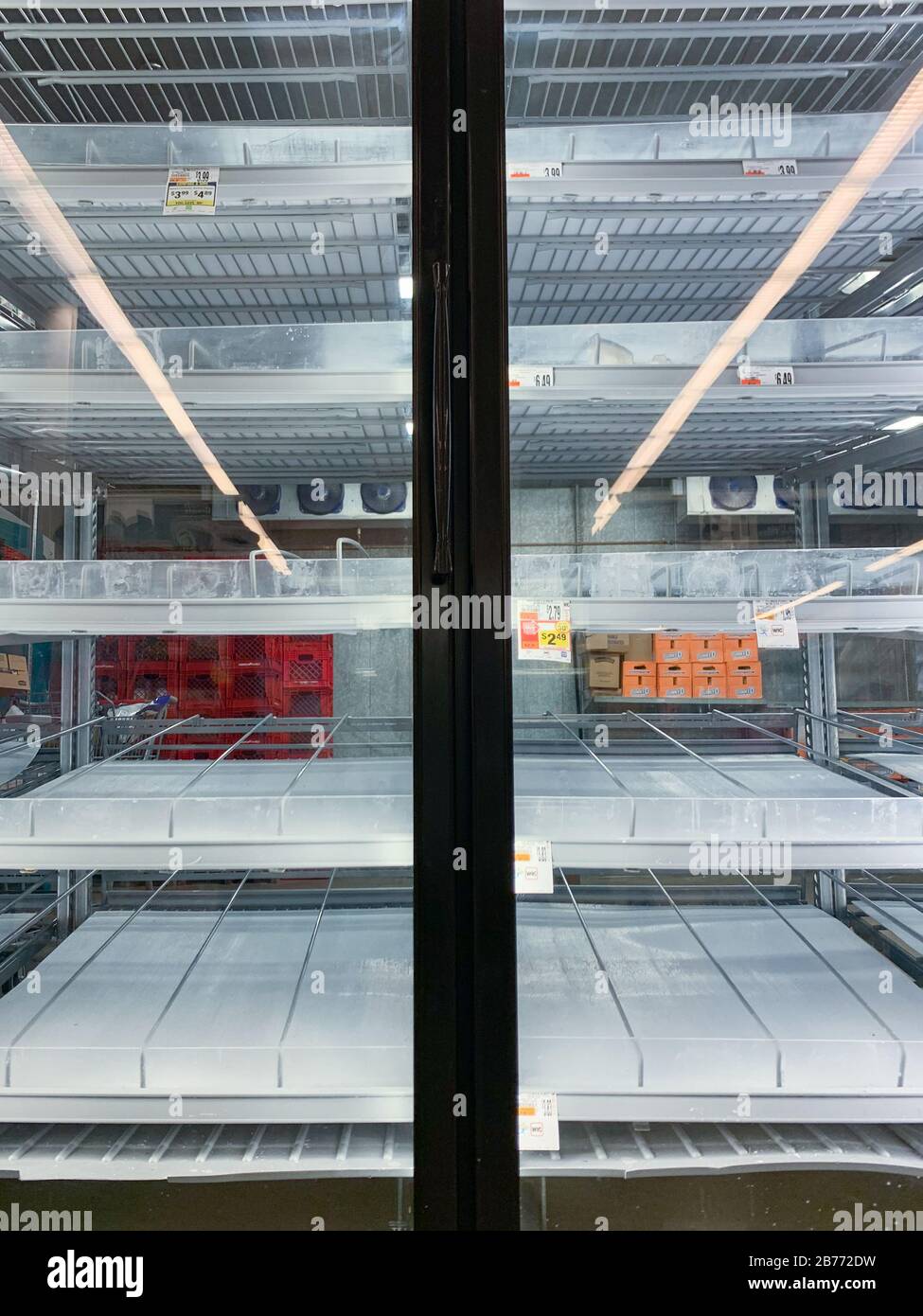 Empty supermarket shelves Coronavirus binge shopping and panic buying