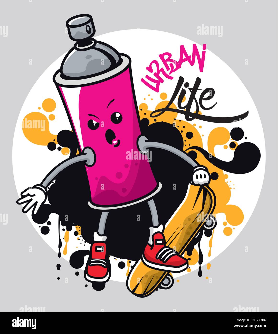 graffiti urban style poster with paint spray bottle character Stock ...
