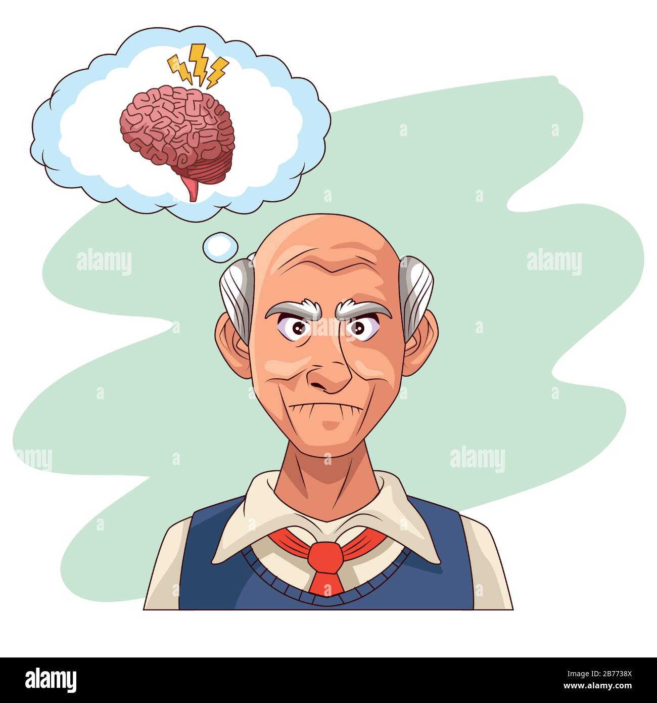 old man patient of alzheimer disease with brain human Stock Vector ...