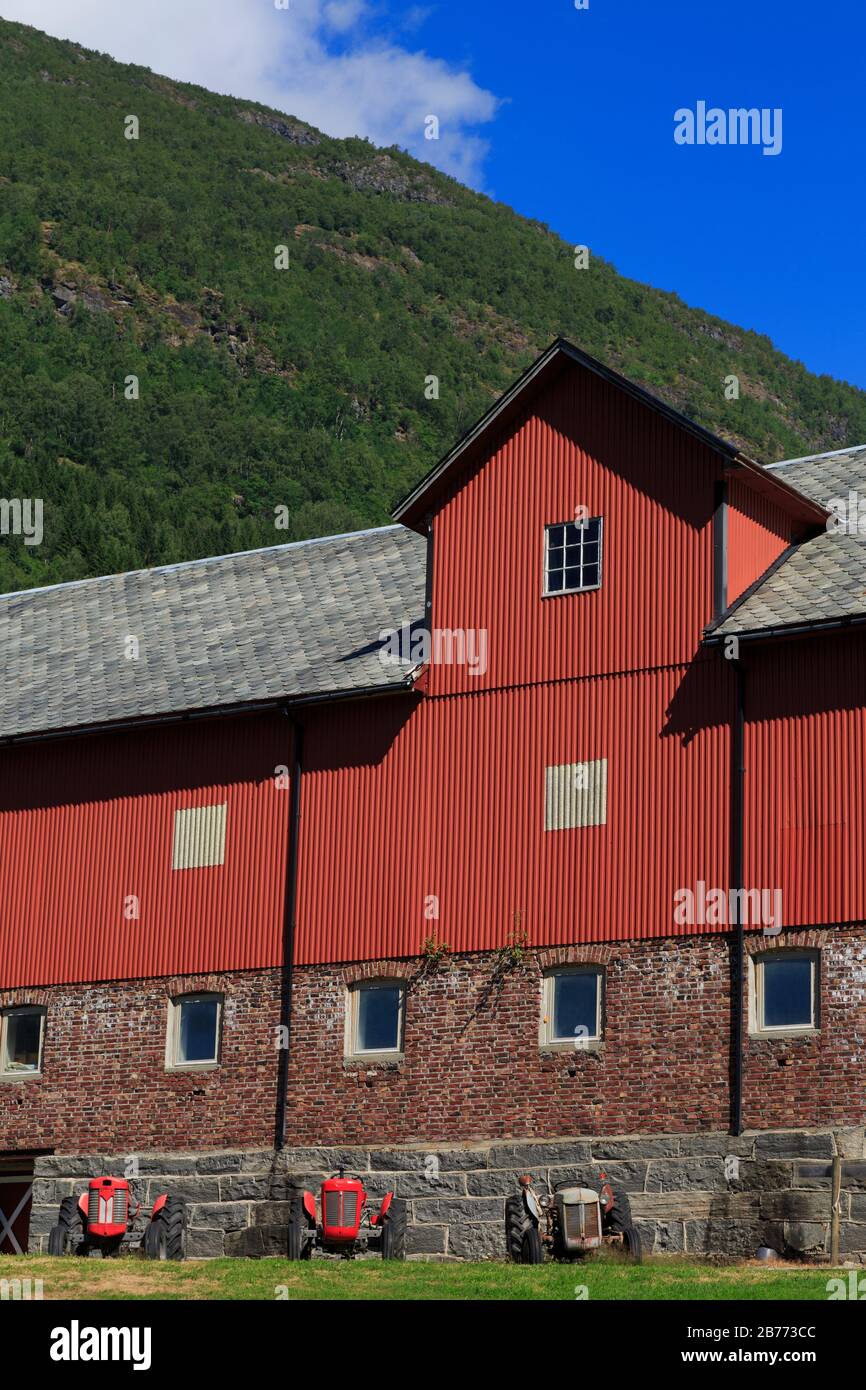 Barn, Hague Farm, Skjolden Village, Sognefjord, Sogn og Fjordane County, Norway Stock Photo