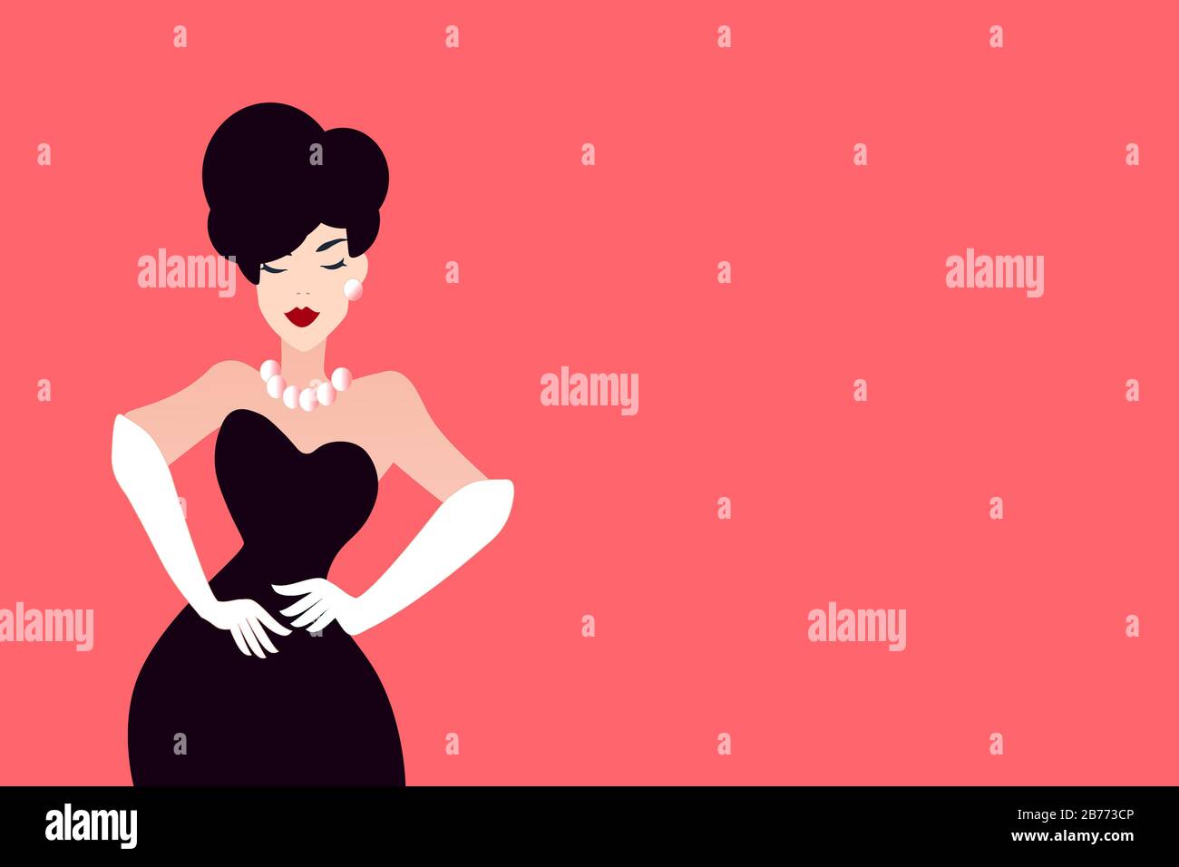Vector of a beautiful stylish young woman in a fashion dress. Stock Vector