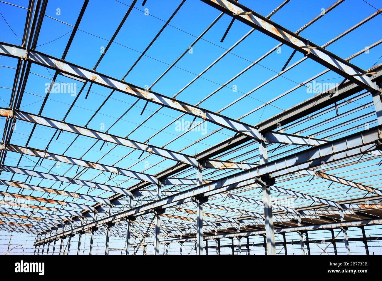 Steel frame structure at construction site Stock Photo Alamy