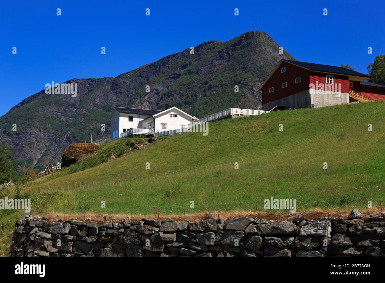Skjolden Village, Sognefjord, Sogn og Fjordane County, Norway Stock Photo